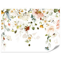 FOTOTAPETE für Schlafzimmer Bunte Zarte Blumen Blätter Pastell 150x105 - Ecru/Beige, Papier (150/105cm) - Muralo