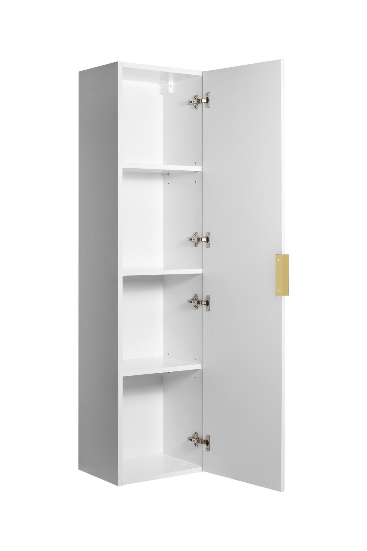 BADEZIMMERSCHRANK, Weiß, 35 x 136 x 27 cm, goldener Griff - Goldfarben/Weiß, Holzwerkstoff (35/136/27cm) - 3XE LIVING
