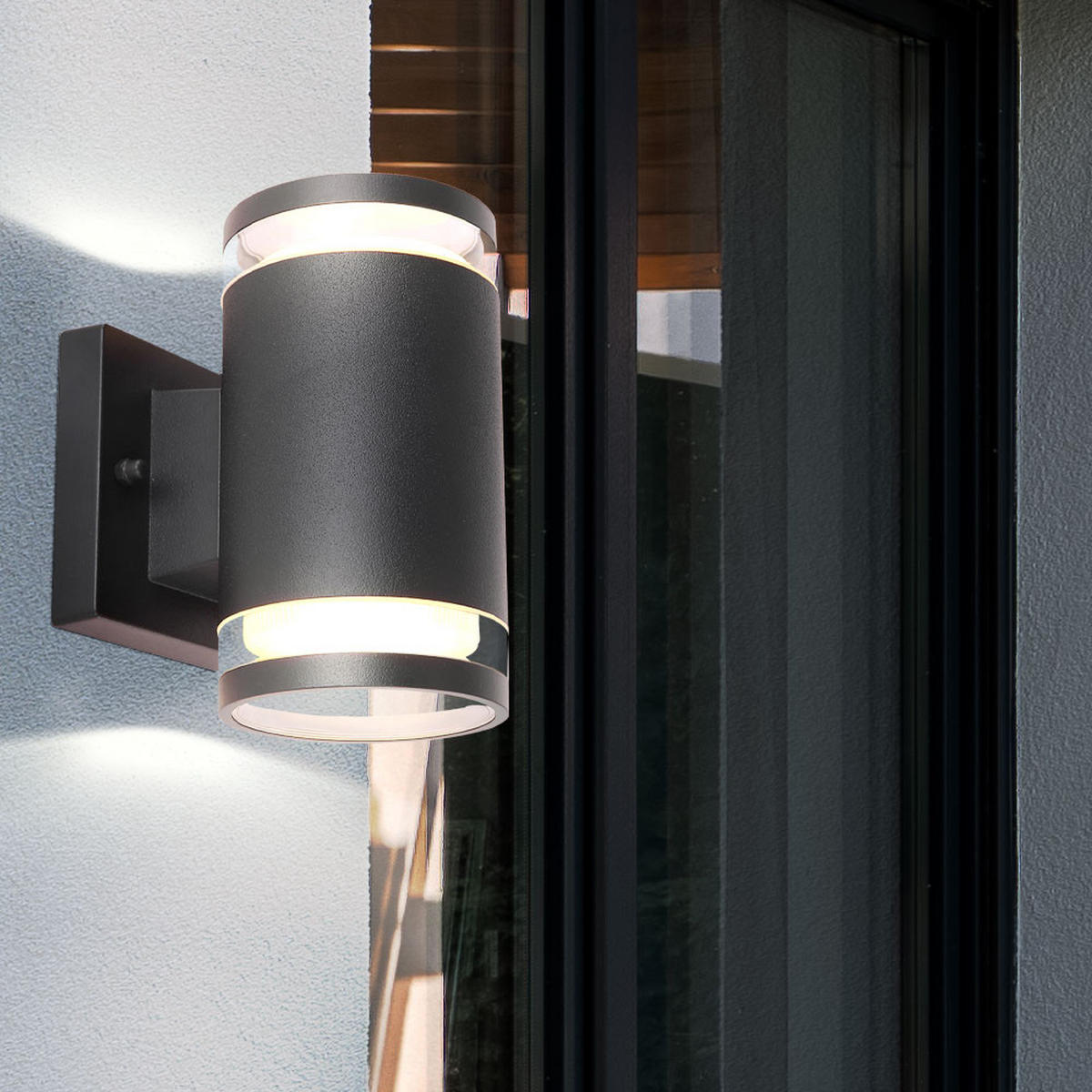 AUSSEN-WANDLEUCHTE Aluminium Anthrazit - Grau, Glas (10/16.5/13cm) - Globo Lighting