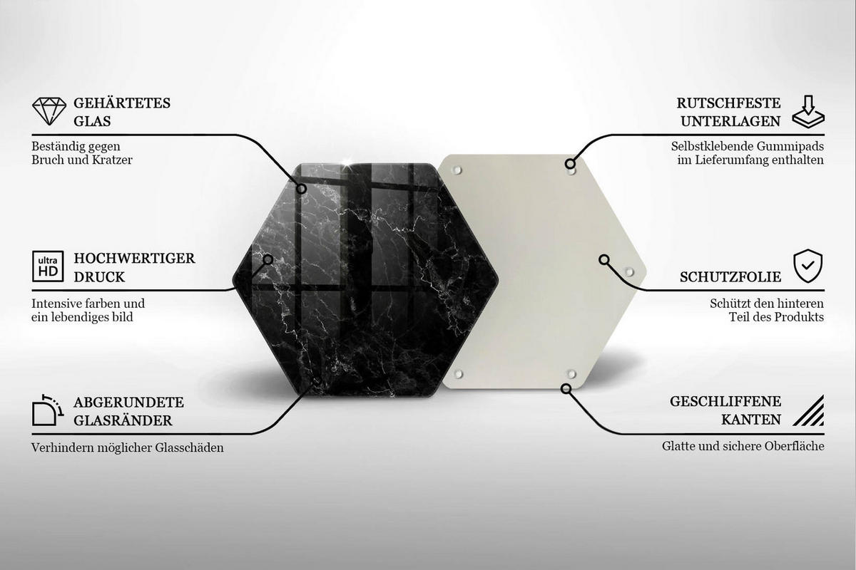 GLASPLATTE 40 cm Eleganter Marmor - Schwarz, Glas (40/40cm) - Wallfluent