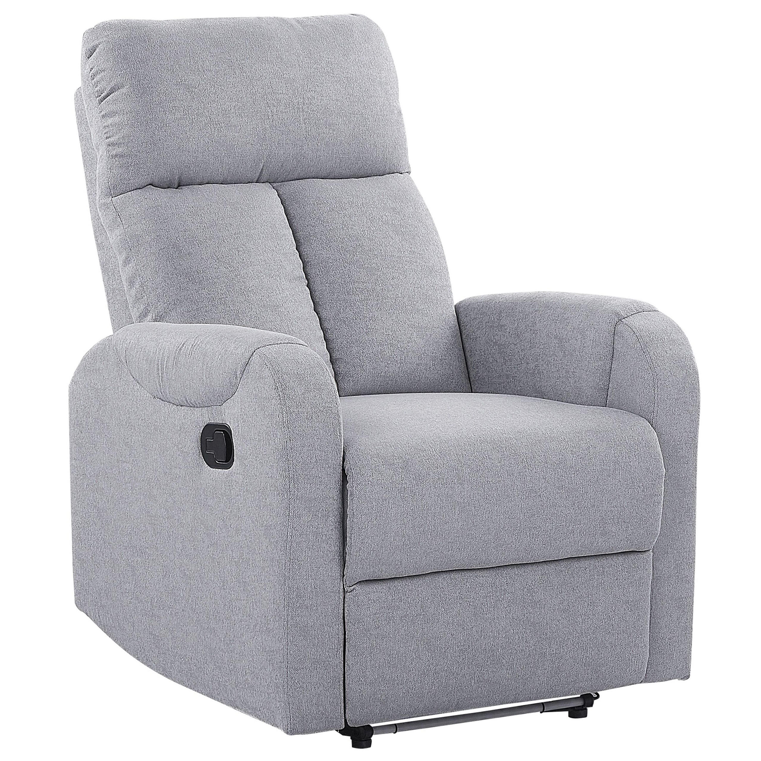 SESSEL Polsterbezug grau LED-Beleuchtung USB-Port verstellbar Somero - Schwarz/Grau, Textil (76/106/96cm) - Beliani