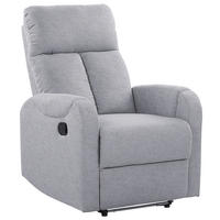 SESSEL Polsterbezug grau LED-Beleuchtung USB-Port verstellbar Somero - Schwarz/Grau, Textil (76/106/96cm) - Beliani