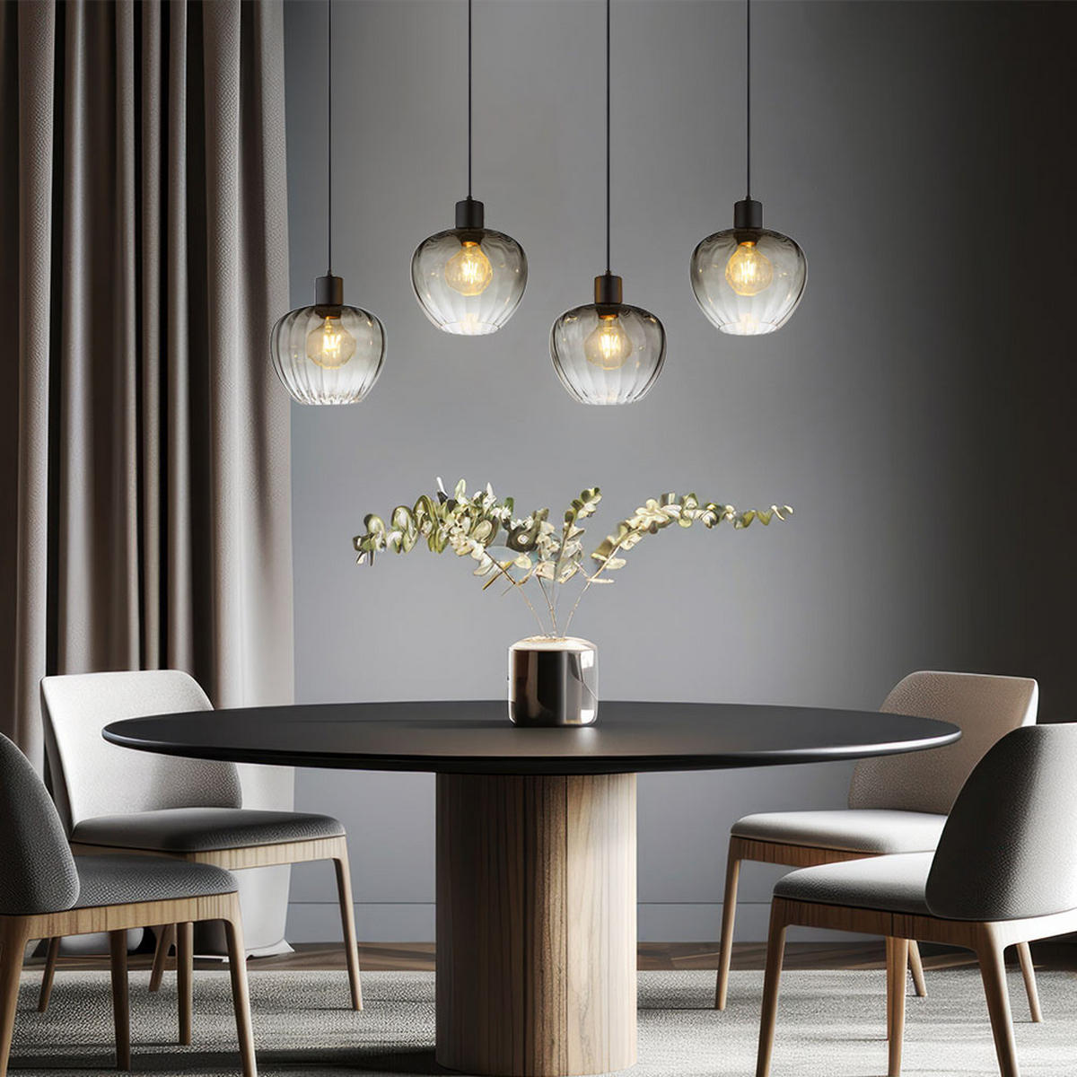 HÄNGELEUCHTE Glas Rauchfarben Schwarz - Grau, Glas (108/24/120cm) - Nowa