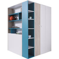DREHTÜRENSCHRANK ISEO 135/190/135cm 2-türig Weiß - Blau/Weiß, Holzwerkstoff (135/190/135cm) - MASSENO