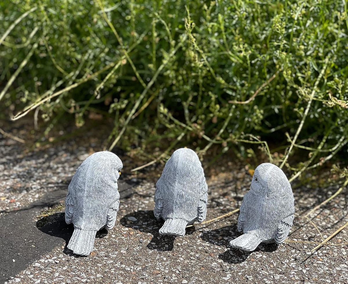 STEINFIGUR 3er Set Vögel mittel, frostfest Steinguss - Grau, Stein (5/8/9cm) - stoneandstyle