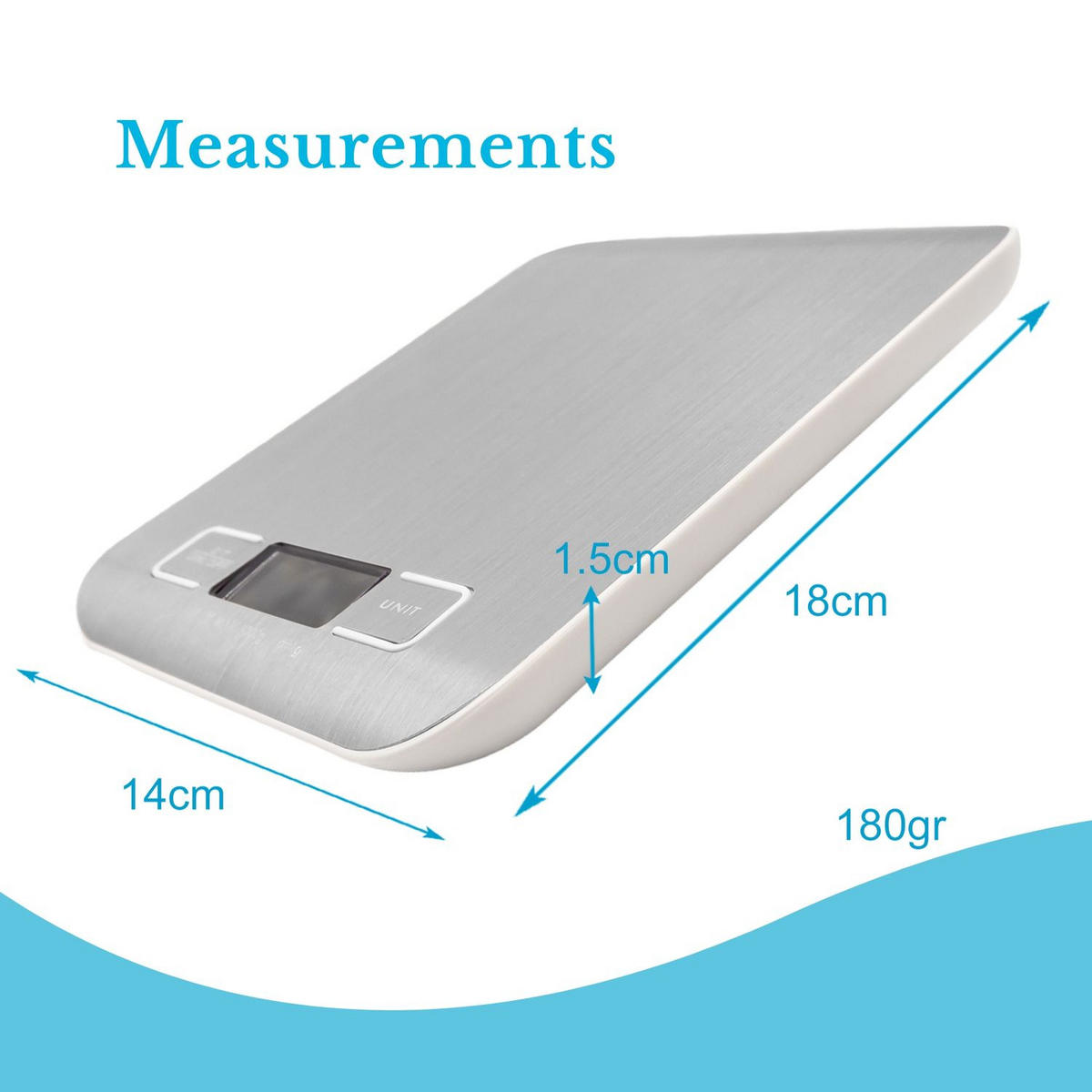 KÜCHENWAAGE mit LCD Display - Silberfarben, Metall (16.5/3/20.5cm) - Intirilife