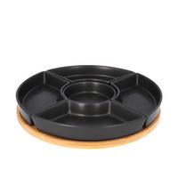SERVIERPLATTE Fincan Schwarz 6-teilig - Schwarz, Keramik (30/6/30cm) - Homla