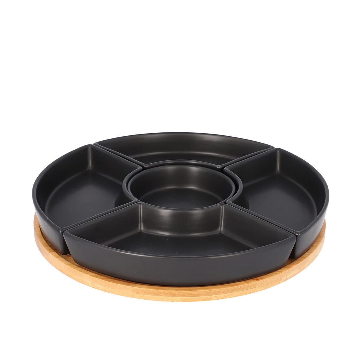 SERVIERPLATTE Fincan Schwarz 6-teilig - Schwarz, Keramik (30/6/30cm) - Homla