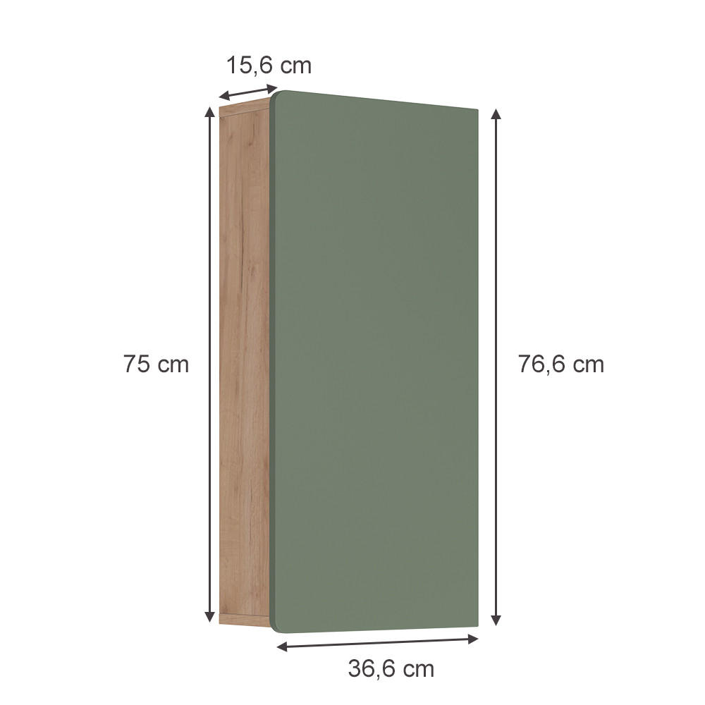 HÄNGESCHRANK Izan Goldkraft Eiche/Grün - Honigeiche/Grün, Holzwerkstoff (36.6/76.6/15.6cm) - Vicco