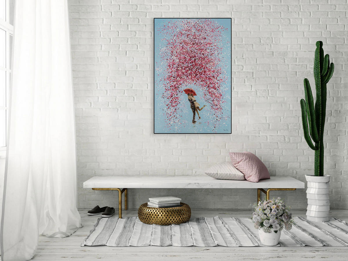 ACRYLBILD HANDGEMALT 80/120 cm - Blau/Pink, Holz/Textil (2.18/120cm) - KUNSTLOFT