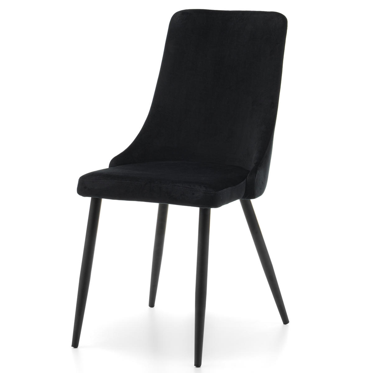STUHL UNO gepolstert - schwarz - Samt Velours - Schwarz, Textil/Metall (48/95/57cm) - NEW HOME