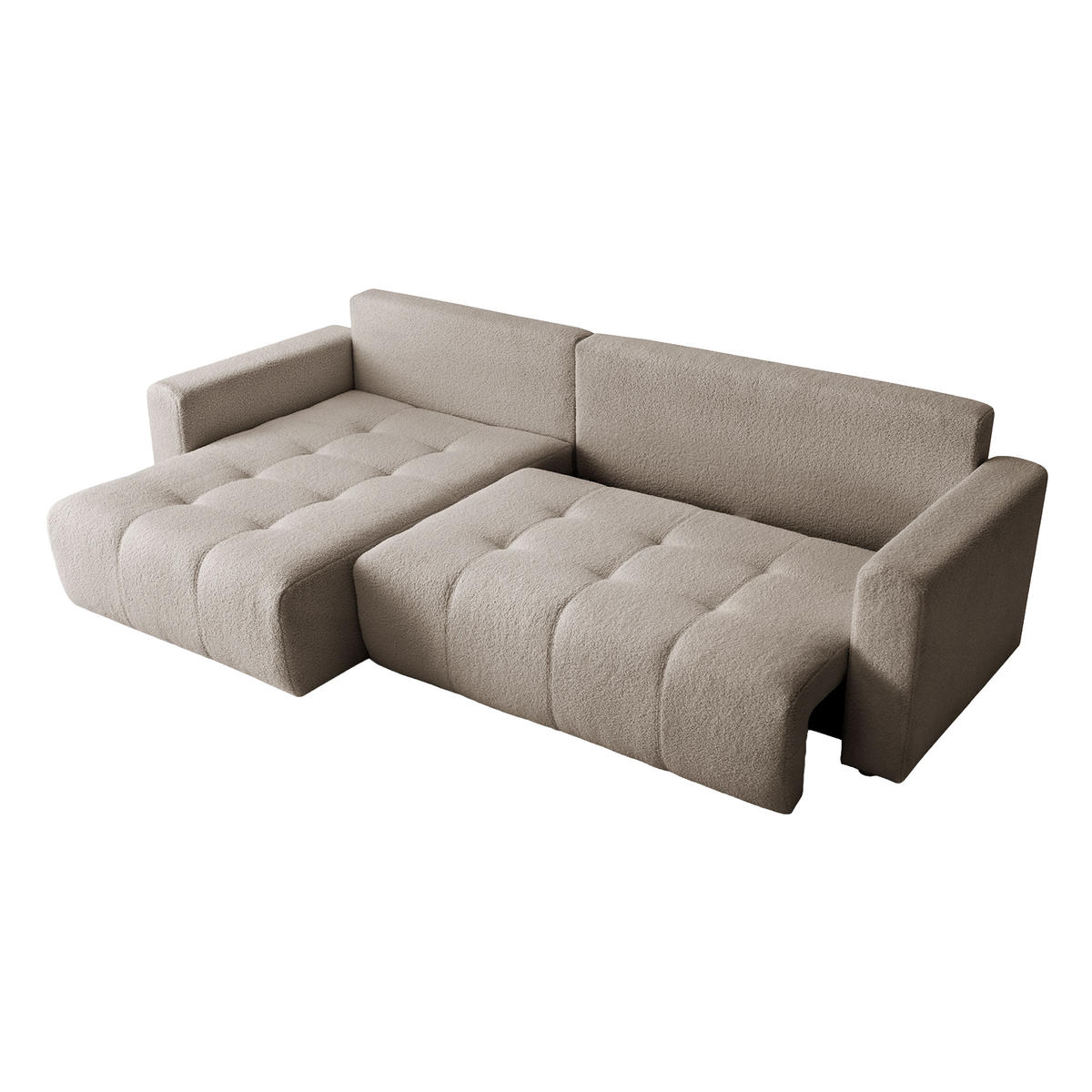 ECKSOFA WALONGO mit Schlaffunktion, Beige - Beige, Textil (261/143cm) - Fedve
