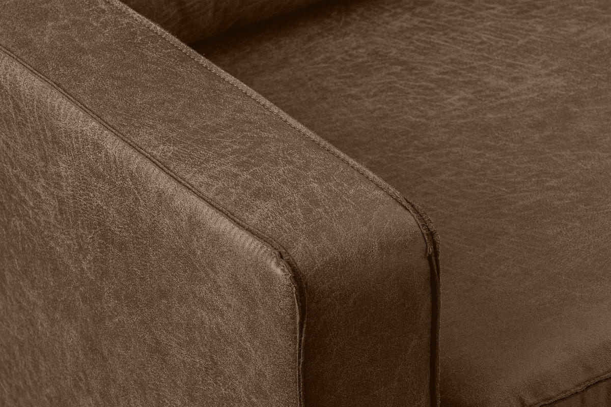 2-SITZER-SOFA INVIA Klassische-Stil mit Armlehnen, Lederoptik-Stoff, dunkelbraun - Dunkelbraun/Schwarz, Textil (164/87/98cm) - KONSIMO®