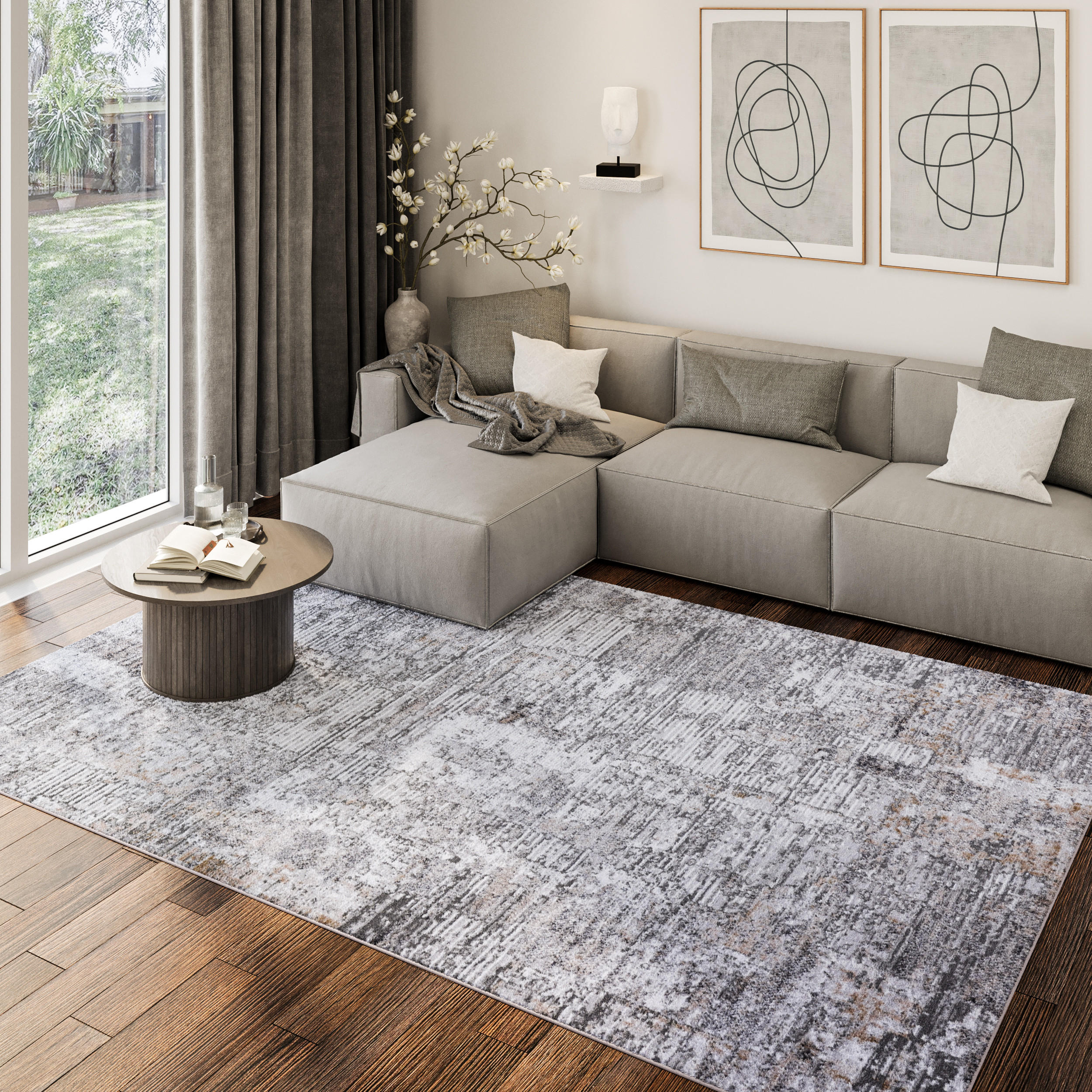 Thumbnail - Tapiso Teppich, Grau, Kunststoff, 230x240 cm, Teppiche & Böden, Teppiche