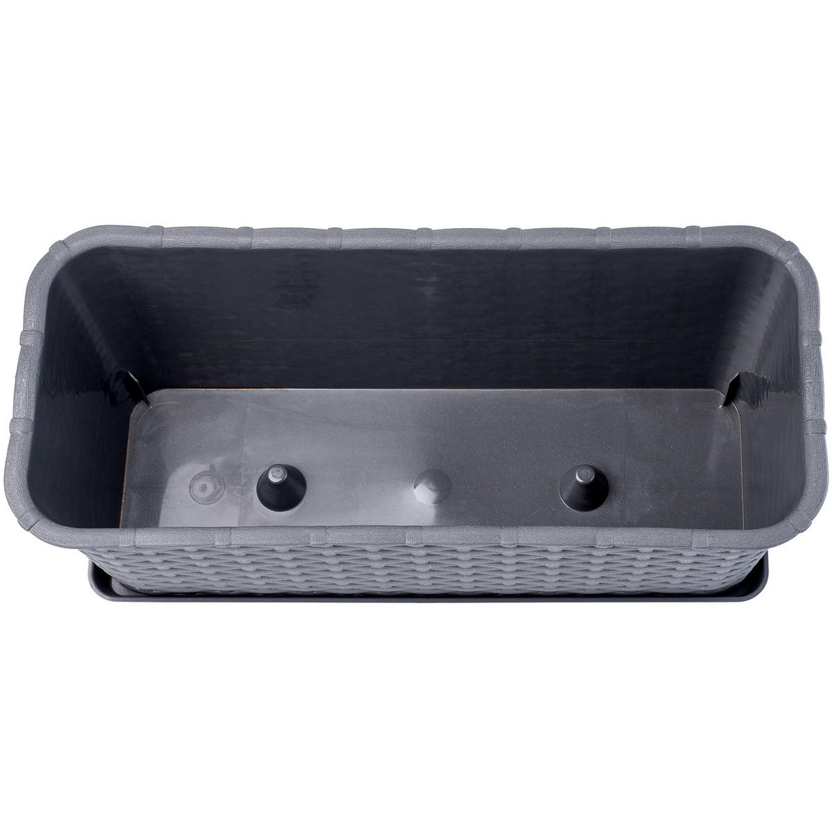 BALKONKASTEN mit Untersetzer 40 cm, Graphit - Graphitfarben, Kunststoff (17/40cm) - KADAX