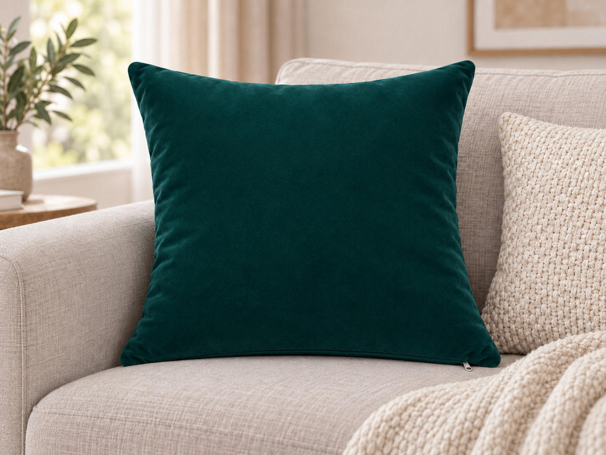 KISSENBEZUG 2er Set Petrol 40x40 Samt weich - Petrol, Textil (40/40cm) - TiborTex