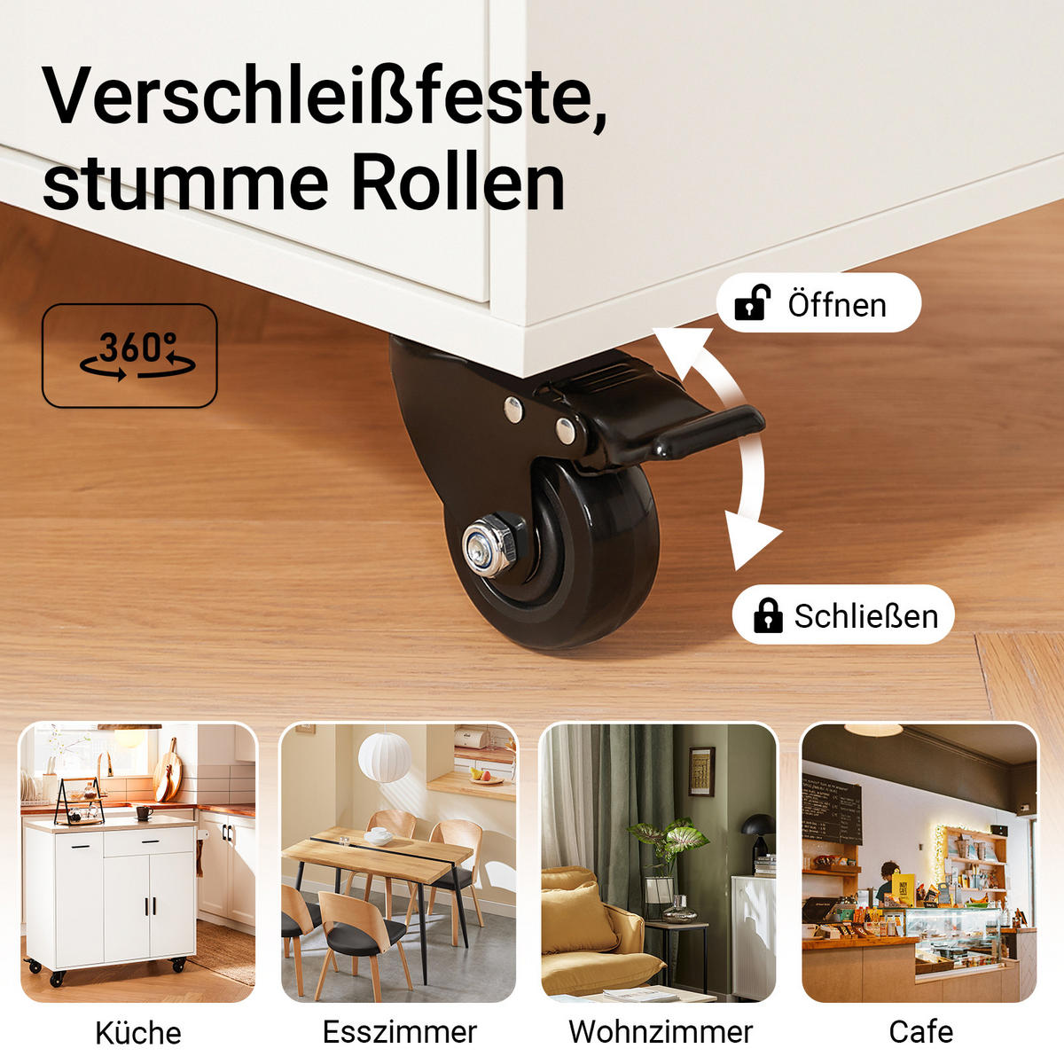 KÜCHENWAGEN auf Rollen, Kücheninsel, Weiß-Natur - Weiß/Naturfarben, Holzwerkstoff (105/92/46cm) - SoBuy
