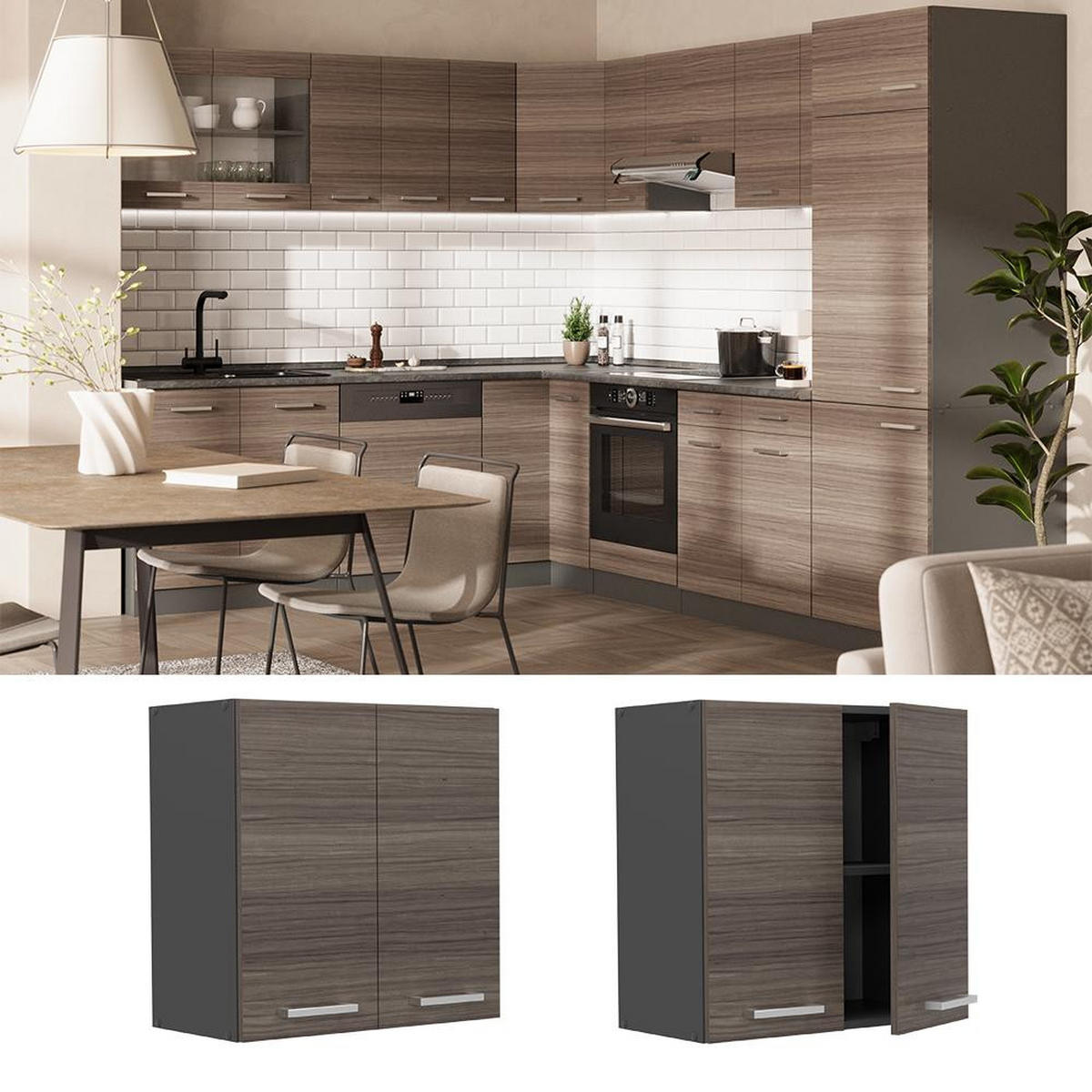 HÄNGESCHRANK R-Line Edelgrau 60 cm - Anthrazit/Grau, Holzwerkstoff (60/60/31cm) - Vicco