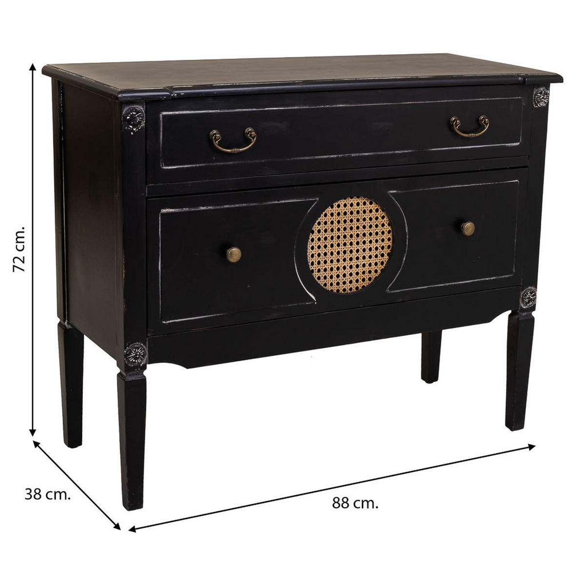 KOMMODE aus Holz, schwarz, 88x38x72cm - Schwarz, Holz (88/72/38cm) - Wanderlust