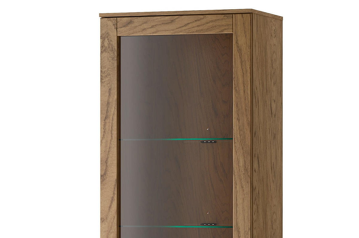STANDVITRINE Cozy 10 Eiche Rustikal 65 / 42 / 198cm - Eichefarben/Braun, Holz/Metall (65/198/42cm) - Feldmann-Wohnen