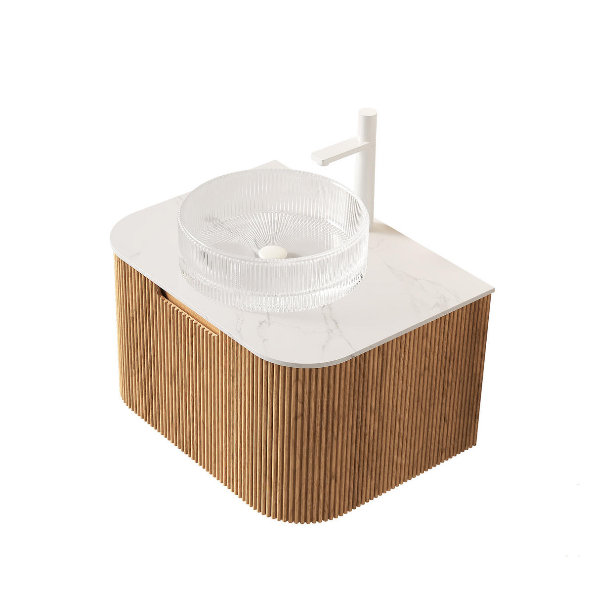 WASCHTISCH Holzfarben/Transparent/Weiß 61/48/48.6 cm - Naturfarben, Holz (61/48.6/48cm) - PANGIVO
