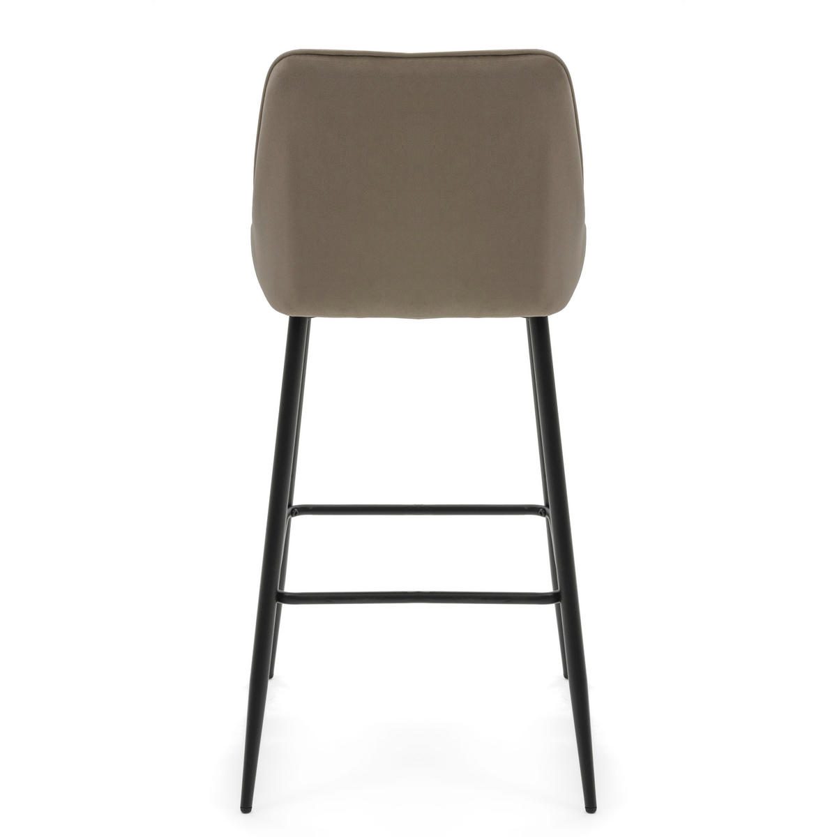 BARHOCKER PASSO gepolstert mit Steppung - dunkelbeige - Samt Velours - Beige/Schwarz, Metall (50/95/55cm) - NEW HOME