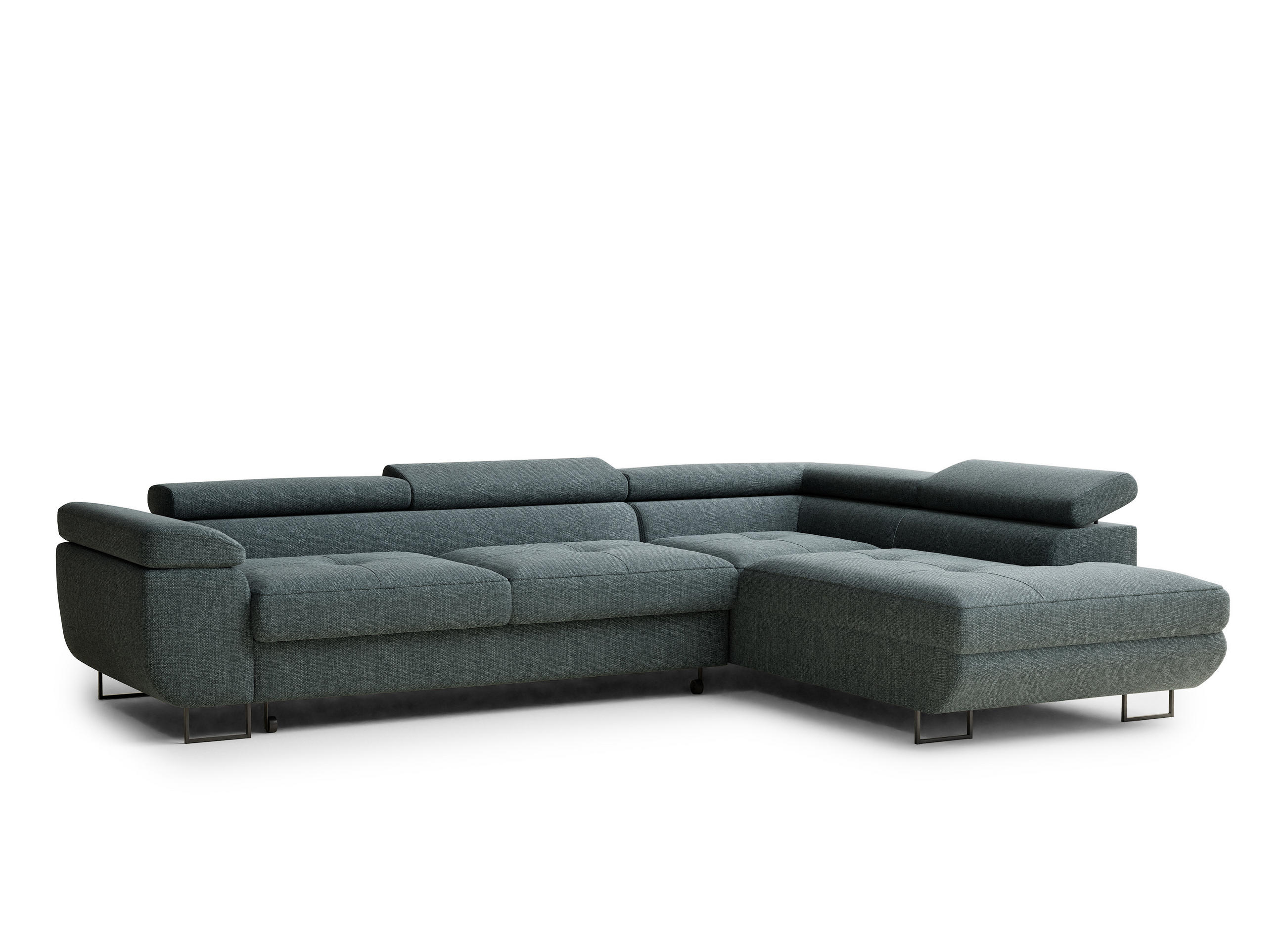 ECKSOFA Concord Blau Webstoff - Rechts Seite - Blau/Schwarz, Holz/Holzwerkstoff (277/203cm) - Maison de Reve