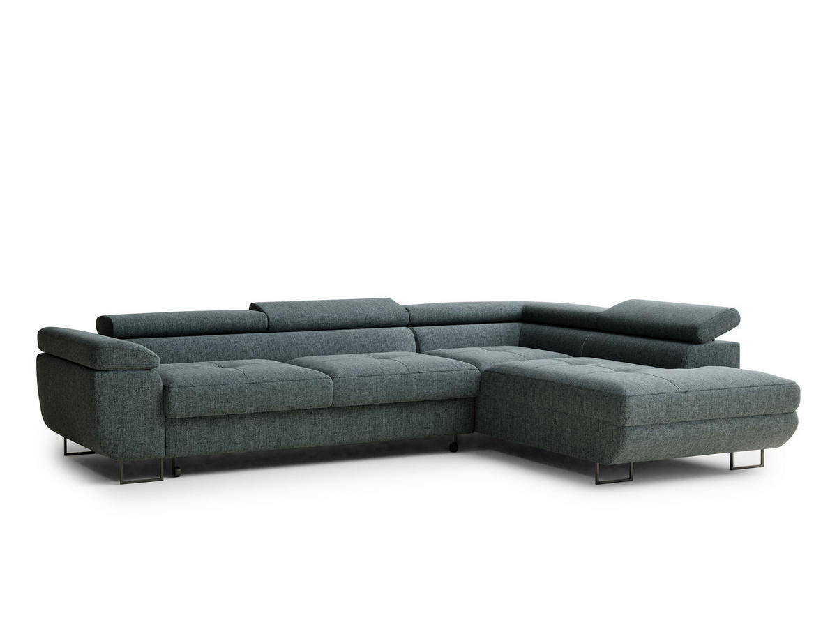 ECKSOFA Concord Blau Webstoff - Rechts Seite - Blau/Schwarz, Holz/Holzwerkstoff (277/203cm) - Maison de Reve