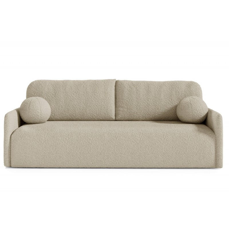 SCHLAFSOFA GLOV, Sofa mit Schlaffunktion und Bettkasten, Farbe: Beige, Bouclé-Stoff - Beige, Textil (206/95/87cm) - Sepro Meble