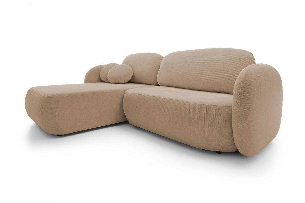 ECKSOFA OLIO L-Form Schlaffunktion mit Bettkasten, lose Rückenkissen, freistehend, LINKS 174x248 cm Cappuccino - Cappuccino, Holz/Textil (174/248cm) - DomoHome
