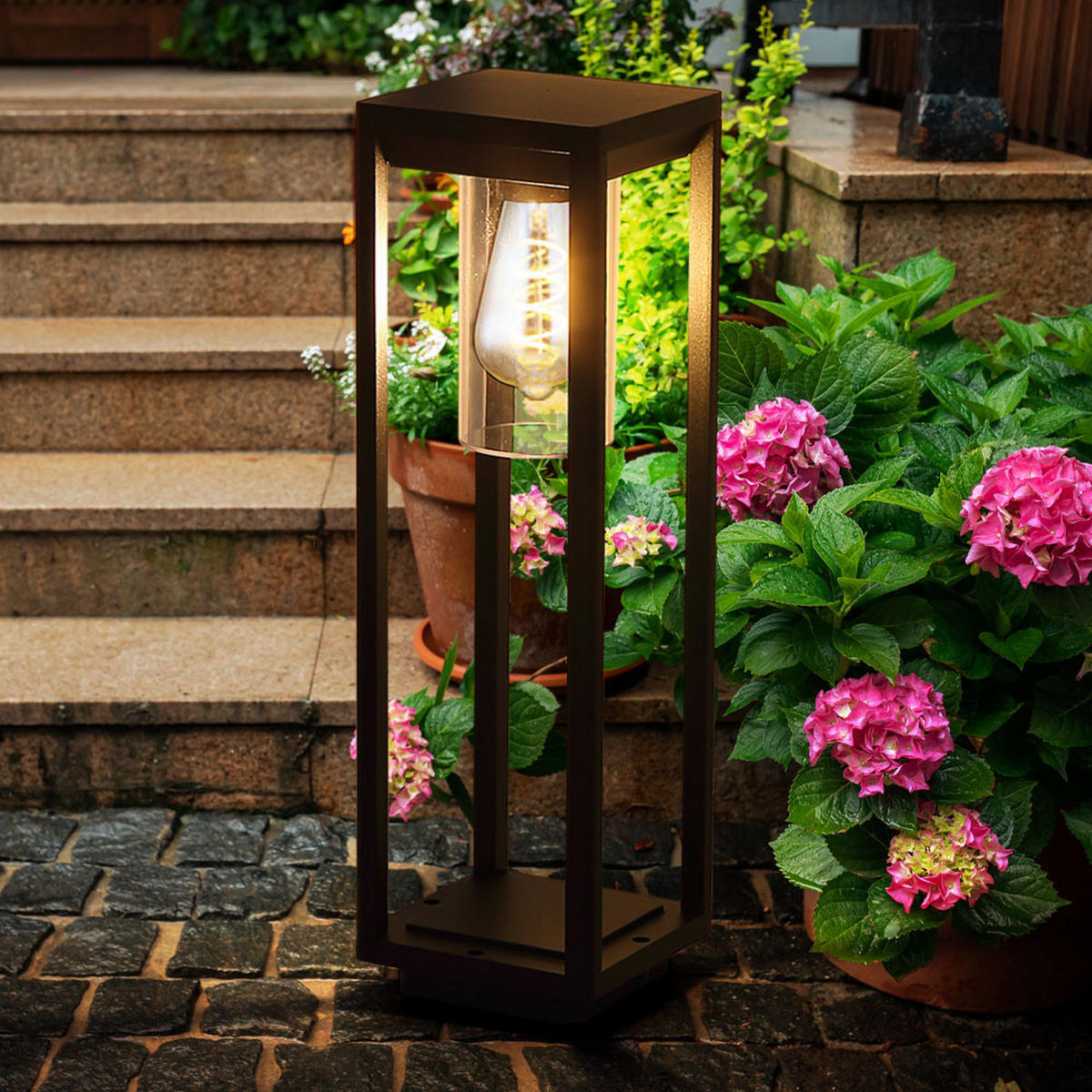 LED STEHLEUCHTE Alu Schwarz-matt - Schwarz, Metall (15/15/50cm)