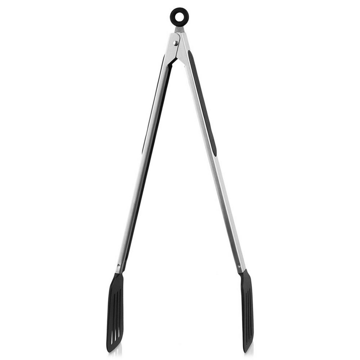 GRILLZANGE Edelstahl mit Verriegelung 44 cm Silberfarben - Silberfarben, Metall (44cm) - Orion 