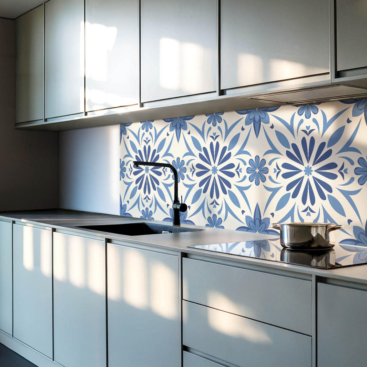 WANDPANEEL 4x 50x50 cm selbstklebend Aeloria - Pastellblau, Kunststoff (50/1.6/50cm) - Wallfluent