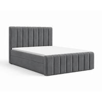 BOXBETT 01 BIS 180 x 200 cm - Vibe - Modernes Polsterbett mit Bettkasten inkl. PU-Schaum-Topper und Federmechanismus - Grau, Holz (180/200cm) - ROYAL24_MARKT