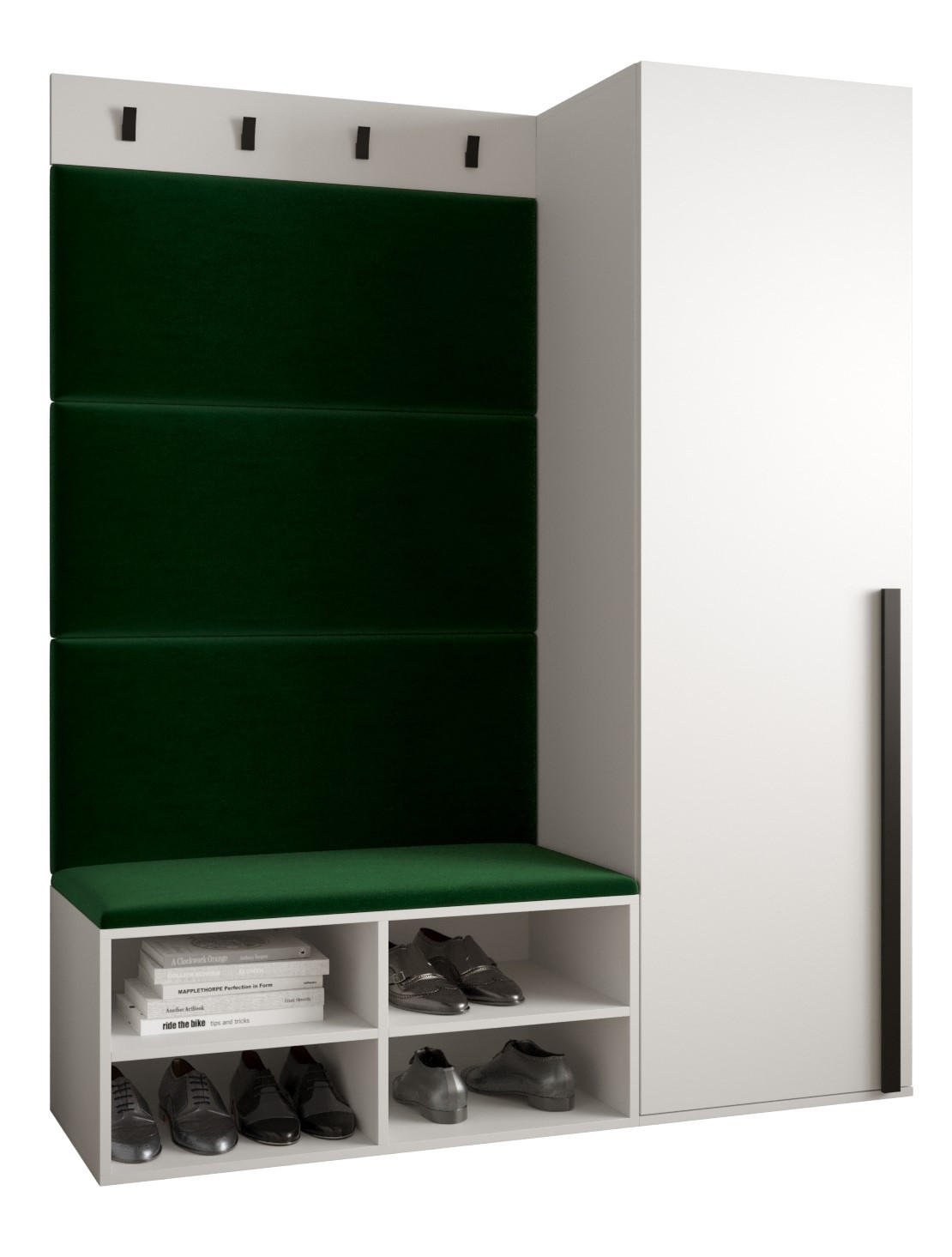 Möbel Kryspol Garderoben-Set Weiß, Waldgrün 134x184x42 cm