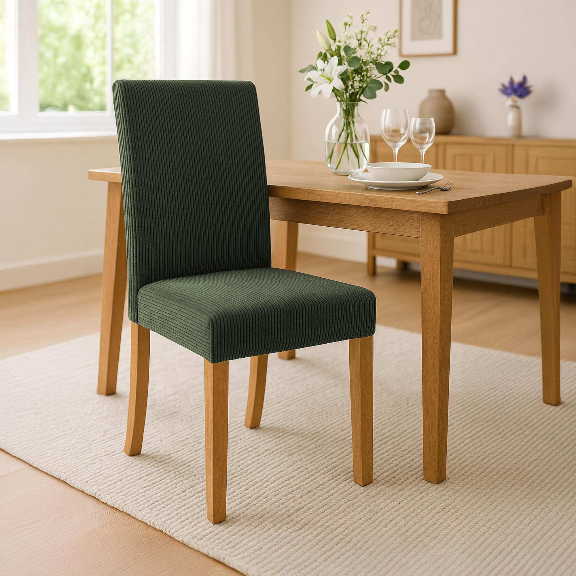 ESSZIMMERSTUHL Cord Grün - Naturfarben/Grün, Holz/Textil (41/91/47cm) - CLP