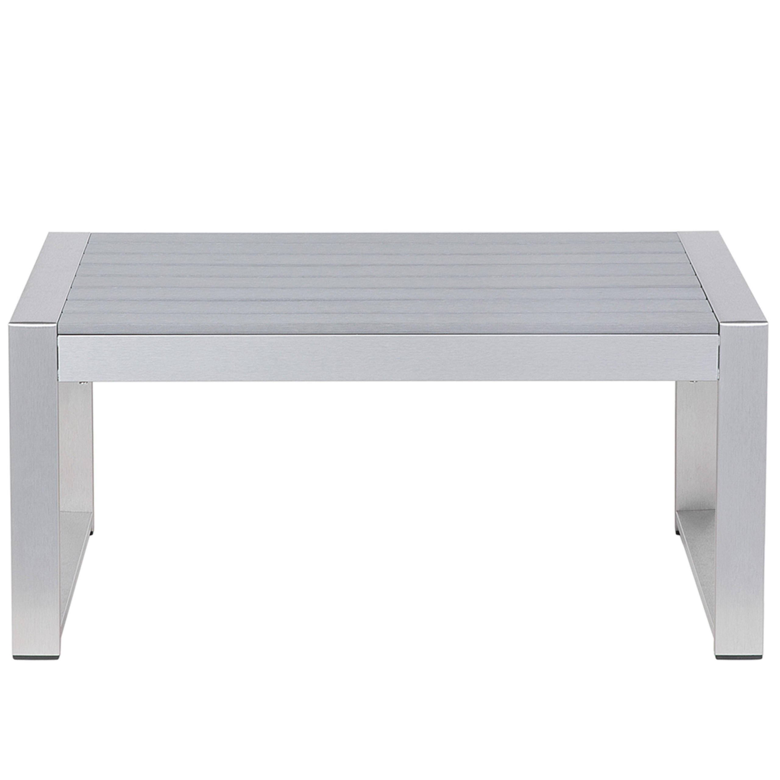 GARTEN Couchtisch Aluminium hellgrau 90/50 cm Salerno - Hellgrau, Metall (50/90/42cm) - Beliani