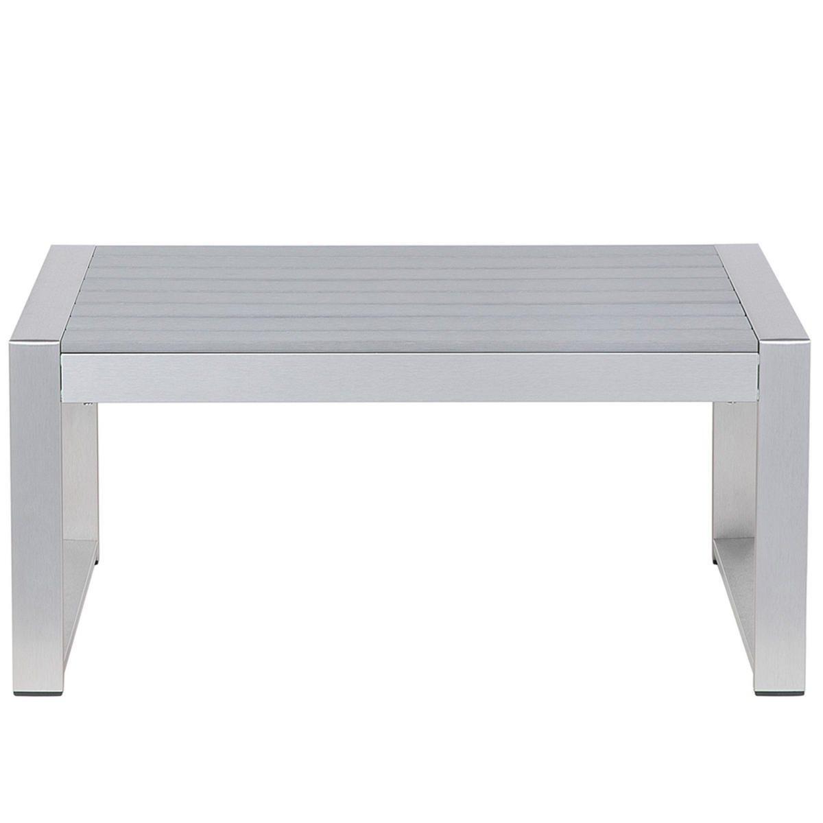 GARTEN Couchtisch Aluminium hellgrau 90/50 cm Salerno - Hellgrau, Metall (50/90/42cm) - Beliani