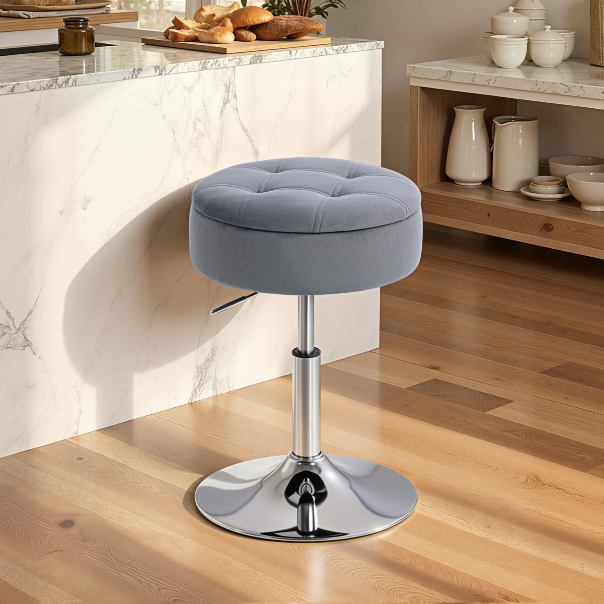 BARHOCKER Grau 39.0/39.0/65.0cm - Grau, Textil (39/65/39cm)