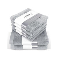 6ER Set Pura Silbergrau 2x Duschtuch + 4x Handtuch - Hellgrau, Textil (50/100cm) - Herzbach Home