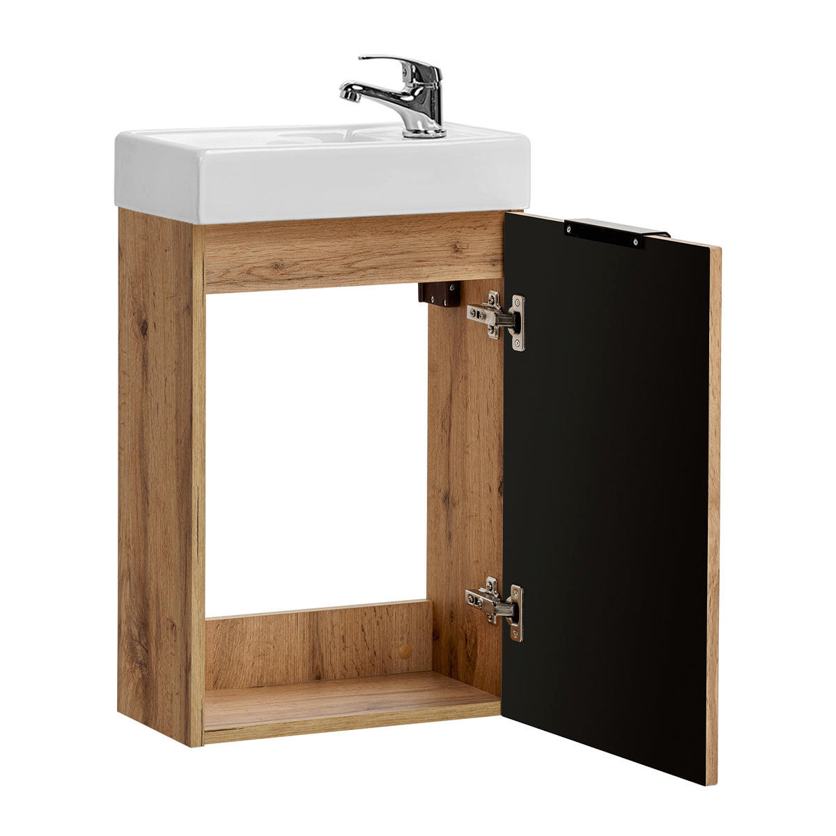 HANDWASCHBECKEN-MÖBEL 40cm Adriel Holz in Eichenoptik - Braun, Holzwerkstoff (40/66/22cm) - Petits-meubles