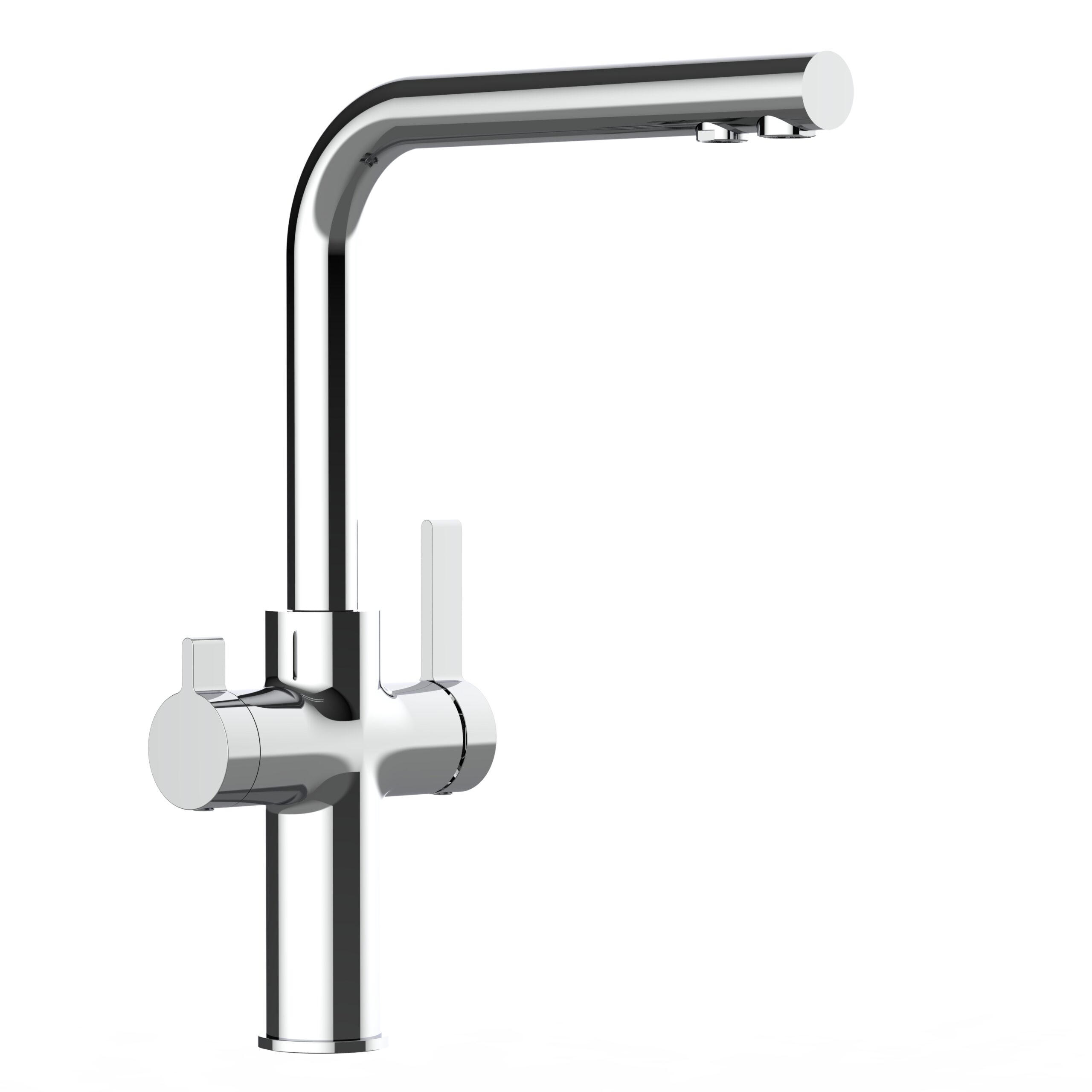 3-WEGE-KÜCHENARMATUR, Verchromt, 360° schwenkbar - Chromfarben, Metall (22.4/34.8/22.4cm) - VIZIO