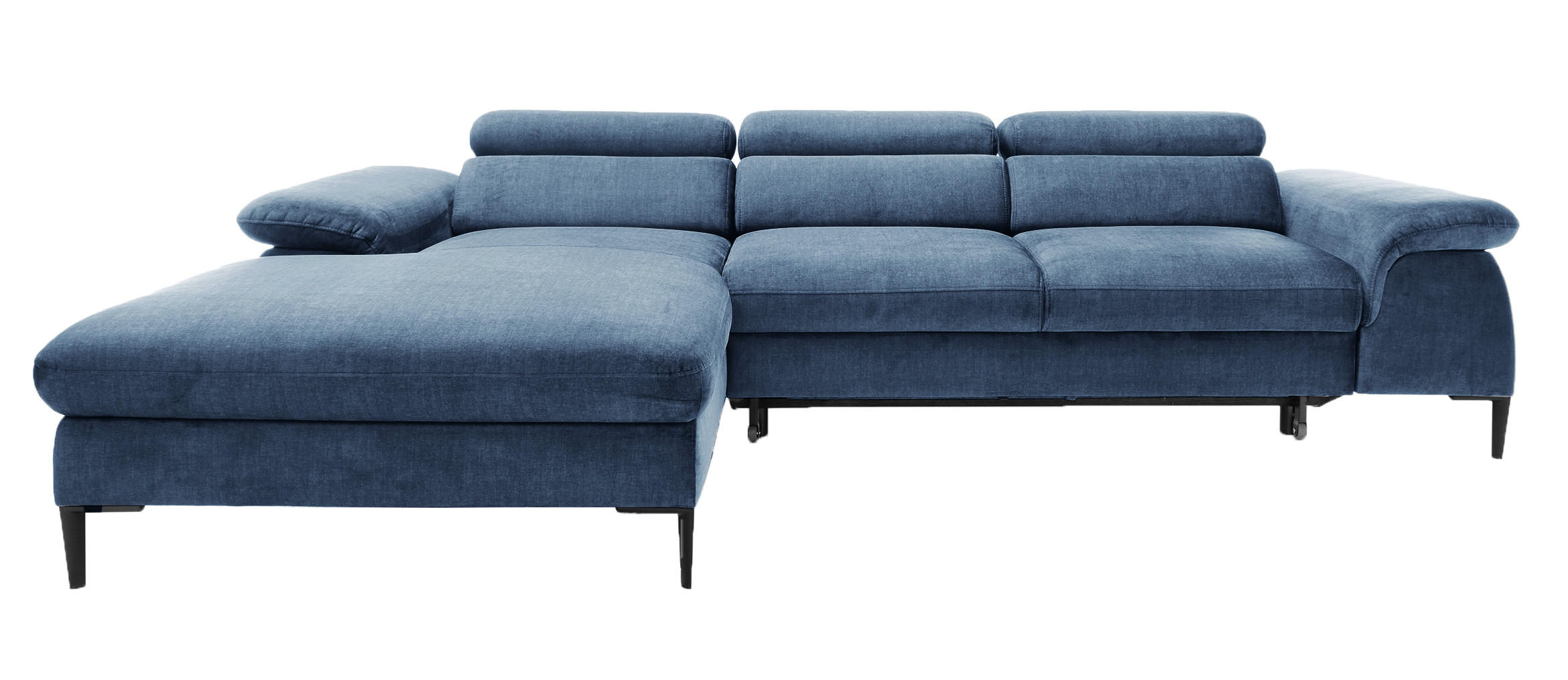 ECKSOFA L-Form 290 cm Amaro M mit Schlaffunktion, Links, Dunkelblau - Dunkelblau, Holz (288/182cm) - Emporius