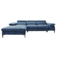 ECKSOFA L-Form 290 cm Amaro M mit Schlaffunktion, Links, Dunkelblau - Dunkelblau, Holz (288/182cm) - Emporius