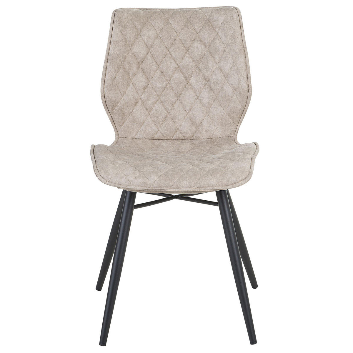 ESSZIMMERSTUHL 2er-Set Polsterbezug Beige Lisle - Beige, Textil/Metall (47/86/56cm) - Beliani