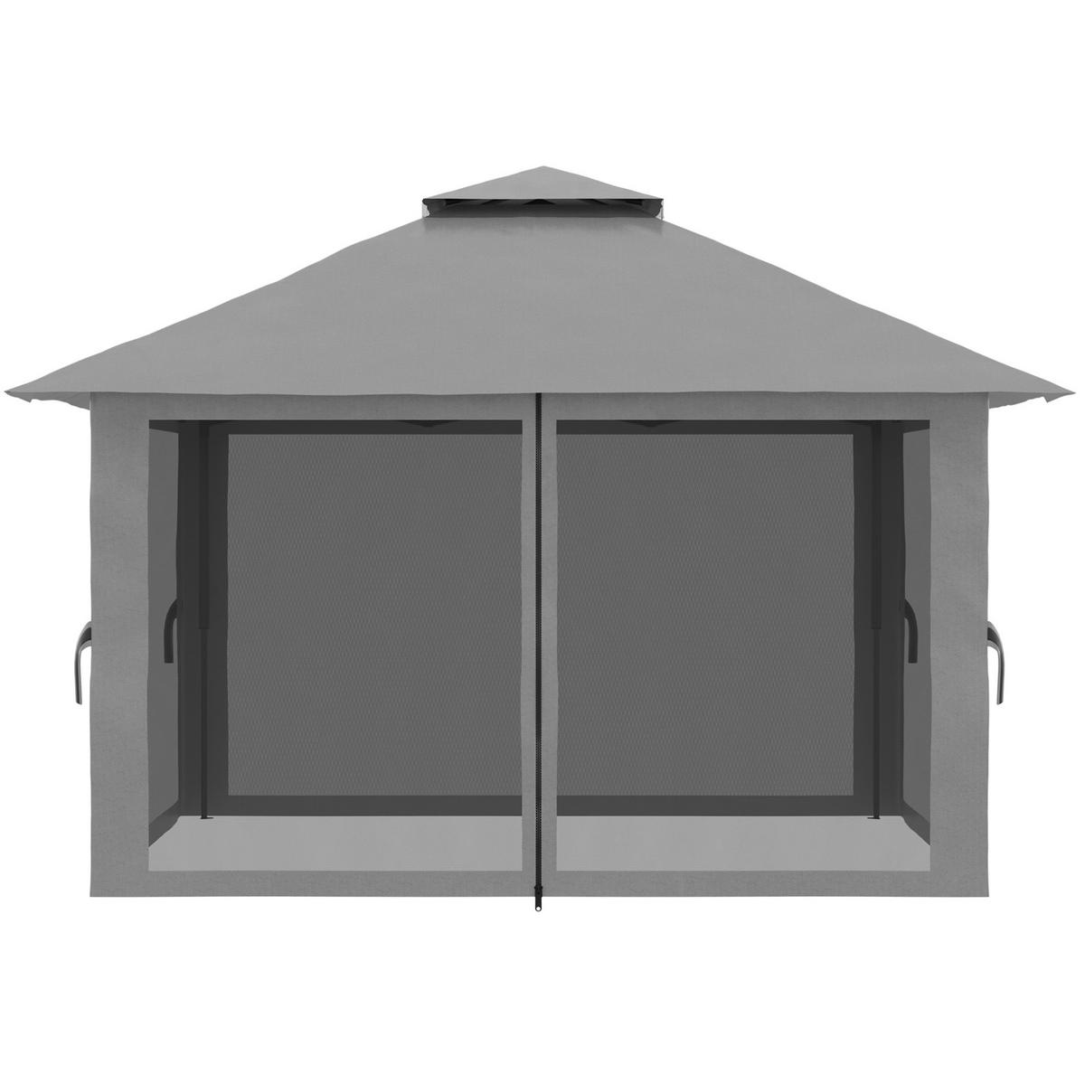 PAVILLONS aus Eisen 392x392x283 cm in Dunkelgrau mit UV50+ & höhenverstellbar - Dunkelgrau, Metall (392/283/392cm) - Modfu