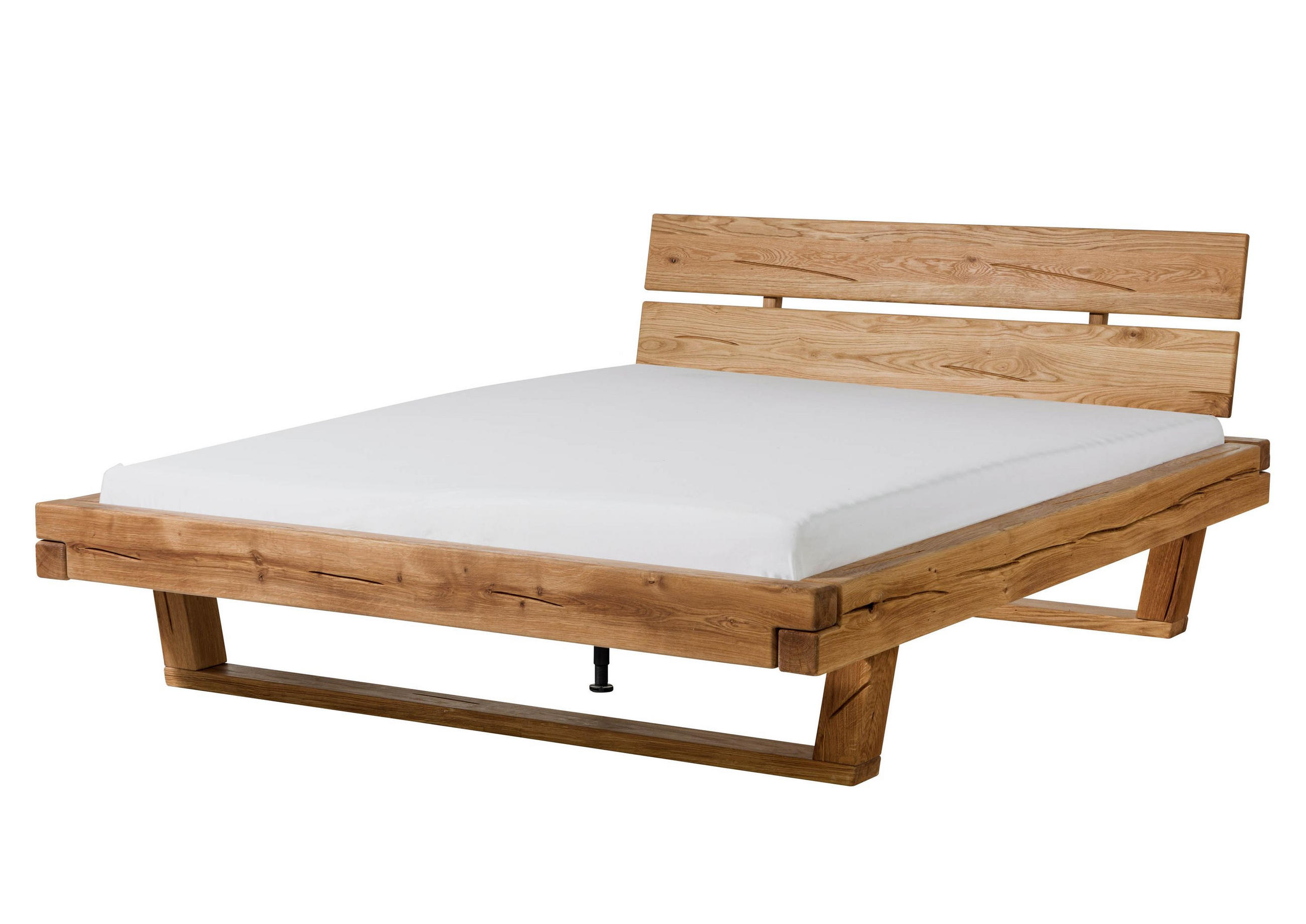 HOLZBETT Eiche 140x200x87 natur geölt BREGENZ #101 - Braun, Holz (140/200cm) - Massivmoebel24