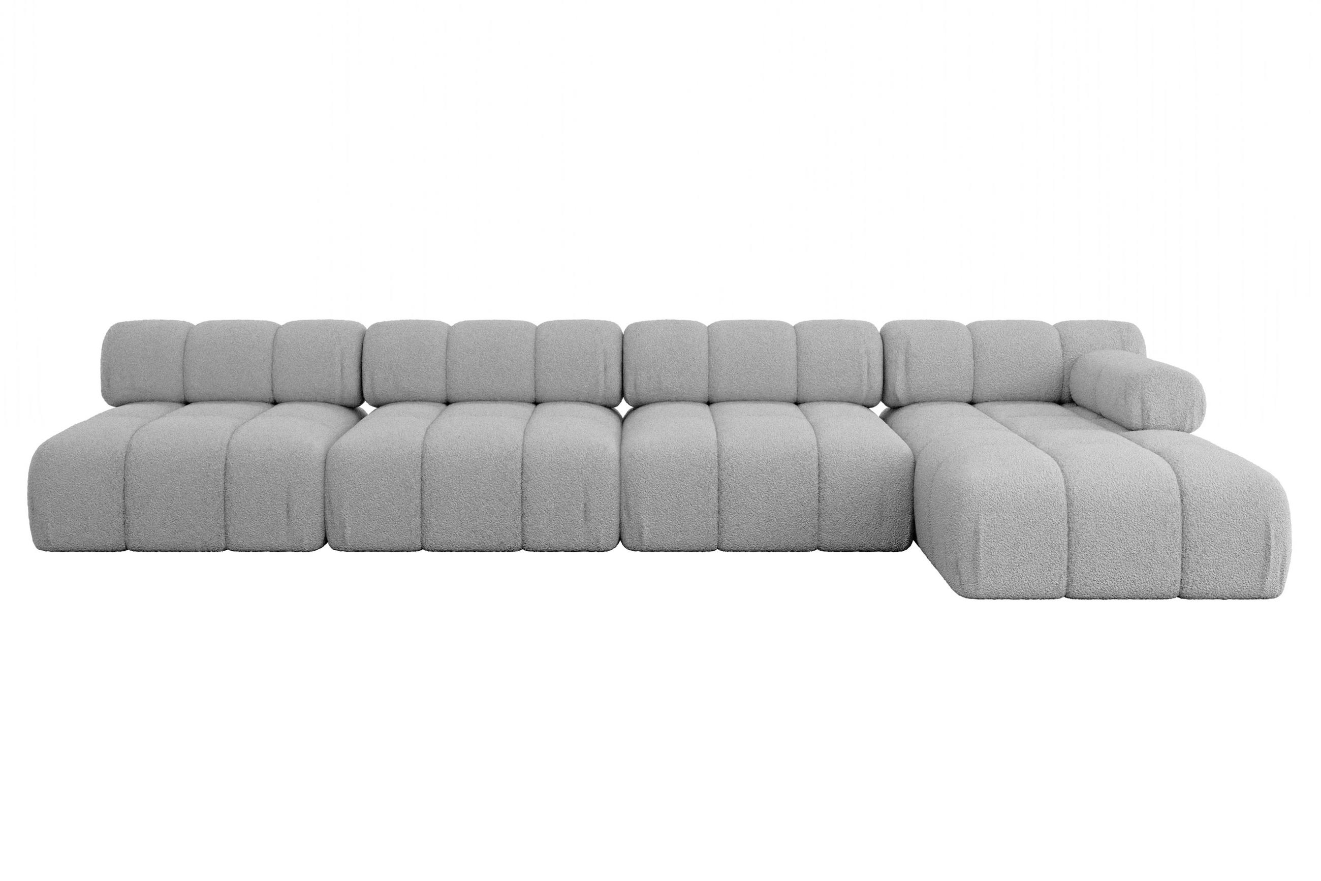 ECKSOFA modulares Sofa Razon-L3 - 380x160x70 cm Hellgrau Bouclé - Hellgrau, Holzwerkstoff/Textil (380/160cm) - ALTDECOR