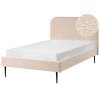 POSTELJA z letvenim dnom 120/200 bouclé svetlo bež Flayat - črna/bež, tekstil (120/200cm) - Beliani