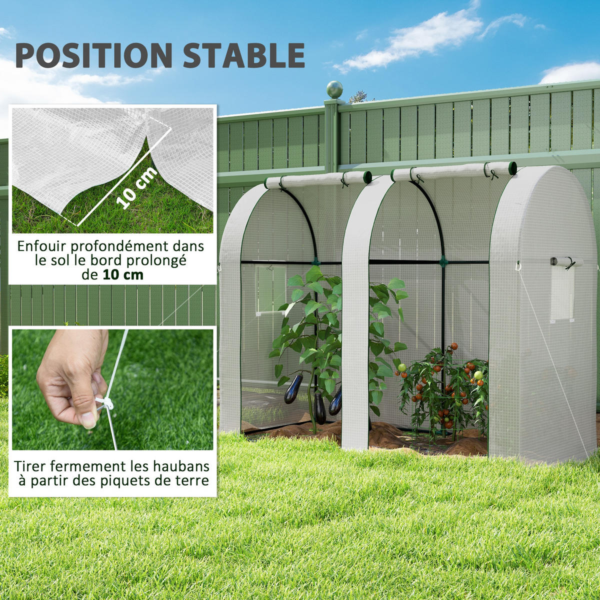 TOMATENGEWÄCHSHAUS DE-12008 mit 2 Türen & 4 Fenstern Weiß - Weiß, Metall (94/150/185cm) - ComfortXL